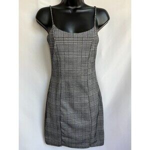 Tres Bien Houndstooth Black White Plaid Dress sz S Clueless Academia Schoolgirl
